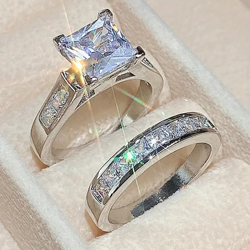 2-Piece Ring Set — Ideal for Daily Wear, Engagement Parties, Trendy Couples, Party Favors, and Mother's Day Gifts