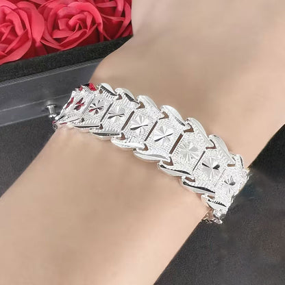 Pattern Flower Wide Wristband Bracelet