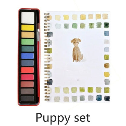 Watercolor Workbook Paint Set with 12 Watercolor Paints & A Brush