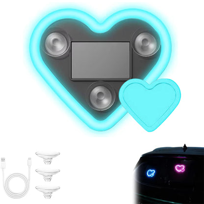 Solar Heart LED Atmosphere Light,Vibration Sensing LED Neon Ambient Lighting Waterproof Romantic Mood Love Illumination