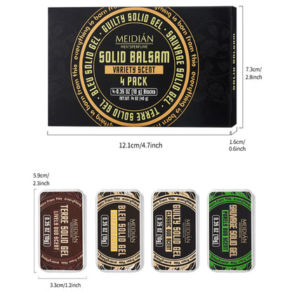 4-Pack Solid Cologne Set for Men - Travel-Friendly Scent Collection, Classic & Masculine Gift
