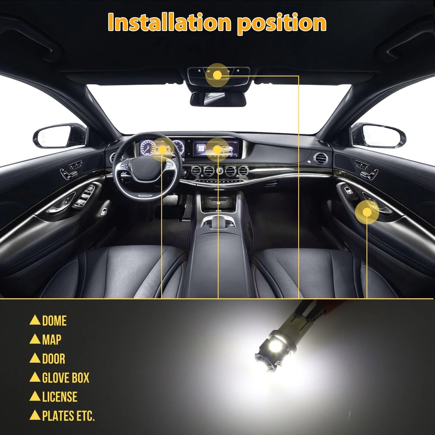 42PCS Car Interior Combo LED Map Dome Door Trunk License Plate Light Bulbs