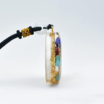Orgone Pendant Energy Necklace,7 Chakras w/Crystals Stones Orgone Pendant