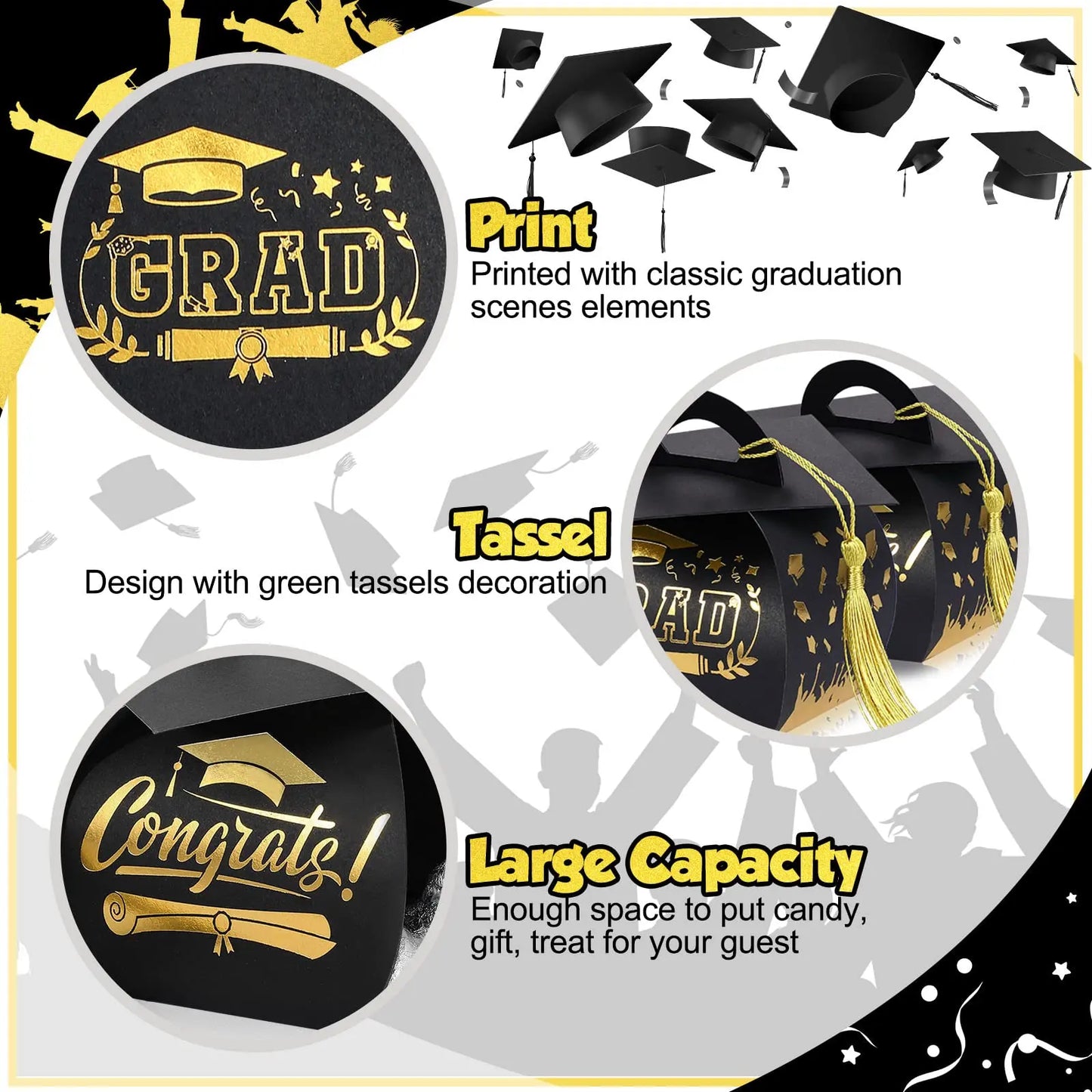 10pcs Graduation Cap Shape with Tassel Graduation Party Supplies Graduation Gift Box