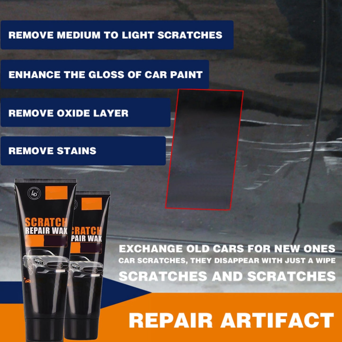 Car Scratch Repair Paste, Multi-Purpose Leather Cleaner and Polish, Safe Plastic and Vinyl Restorer