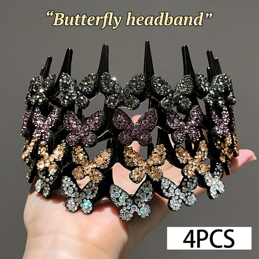 4PCS Wavy Headband with Shark-Tooth Comb Grips