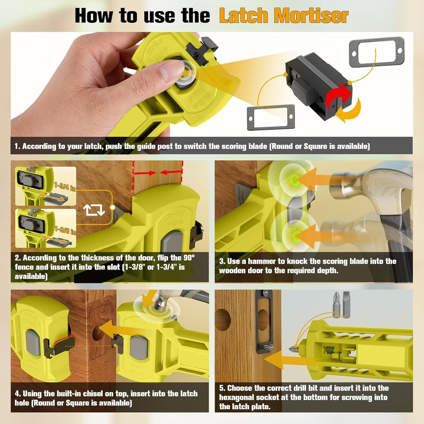 Door Lock Installation Set Chisel Tool Multifunctional Professional for Accurate