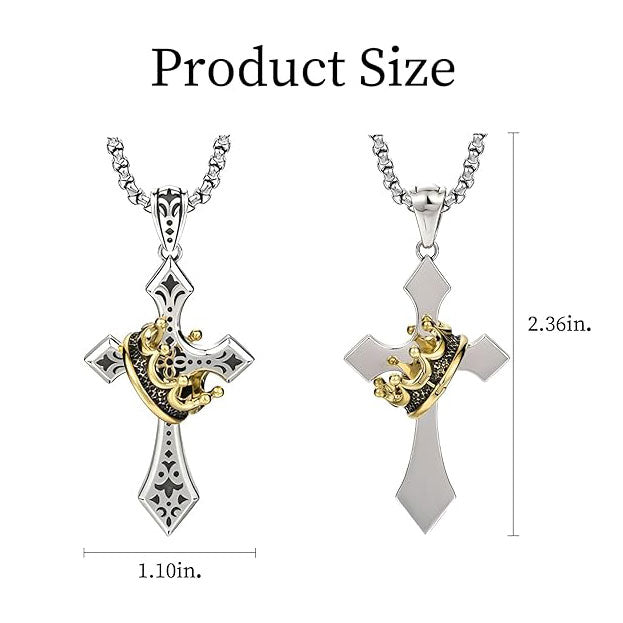 Men's Crown Cross Necklace