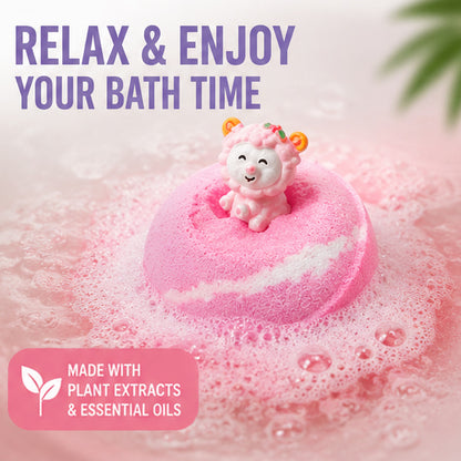 3pcs Colorful Sea Salt Bath Bombs, Containing Adorable Animal Figurines Ornament