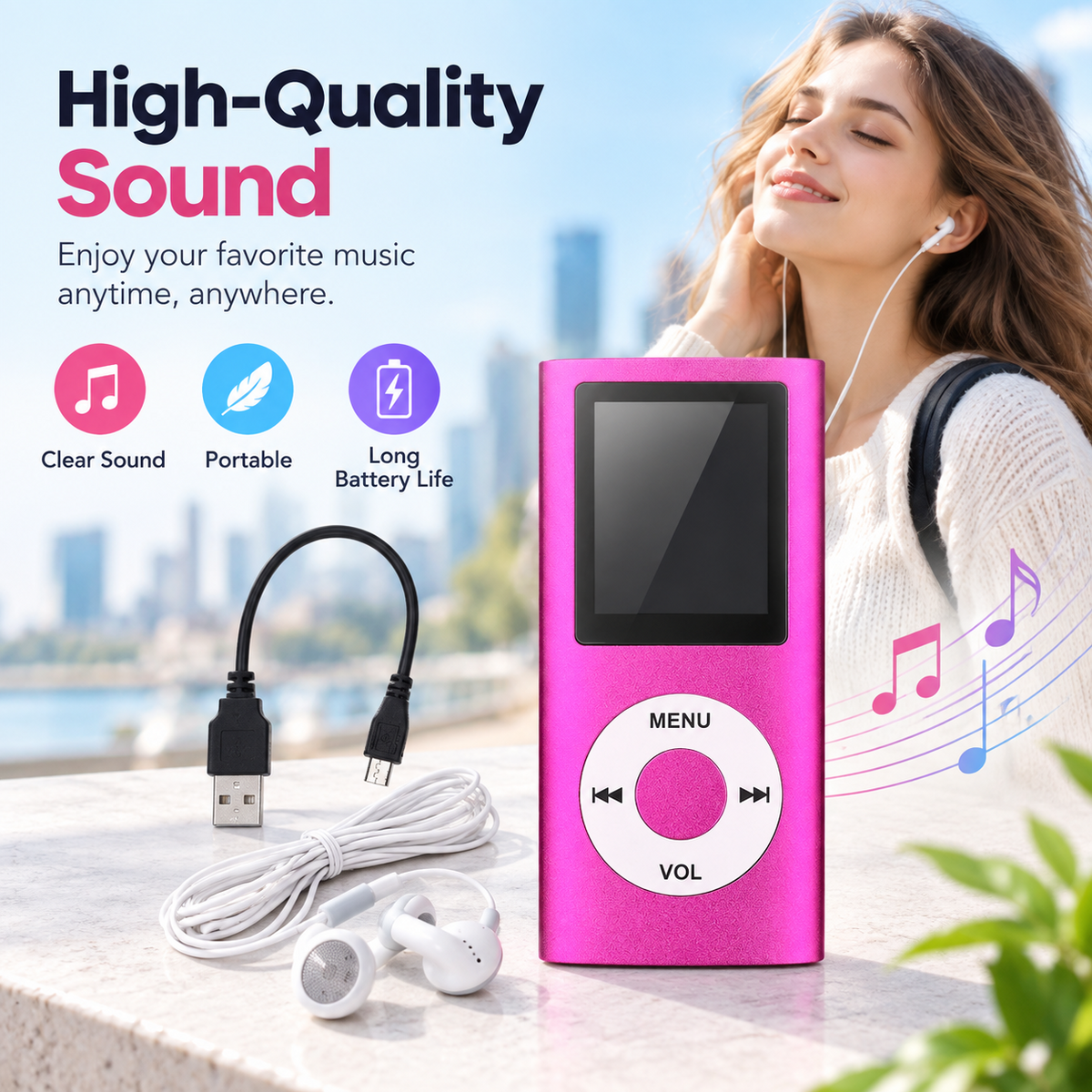 MP3 Player,Portable Multifunctional MP3 Digital Music Player