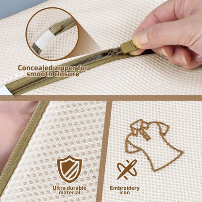 Embroidered laundry bag set (4 pieces), machine washable, anti-deformation and protective mesh bags