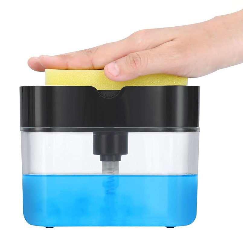 Kitchen Soap Dispenser Sponge Holder Press for Easy Dishwashing