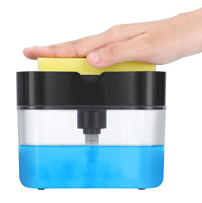 Kitchen Soap Dispenser Sponge Holder Press for Easy Dishwashing