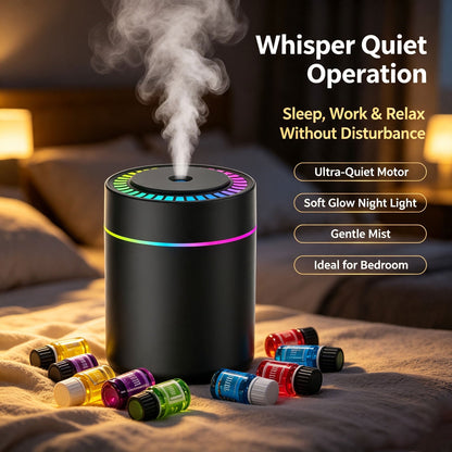 Portable Color-Changing LED Humidifier with 12-Piece Essential Oil Set