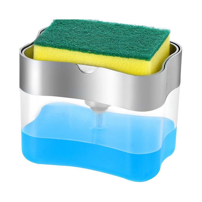 Kitchen Soap Dispenser Sponge Holder Press for Easy Dishwashing