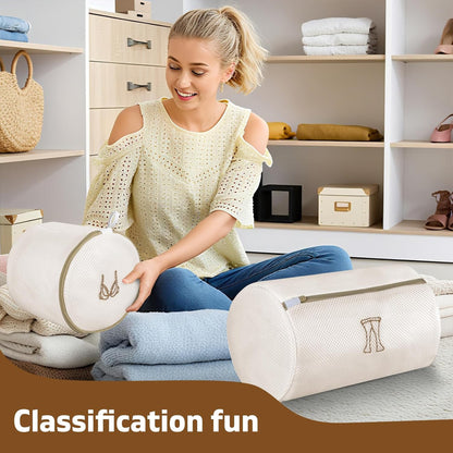 Embroidered laundry bag set (4 pieces), machine washable, anti-deformation and protective mesh bags