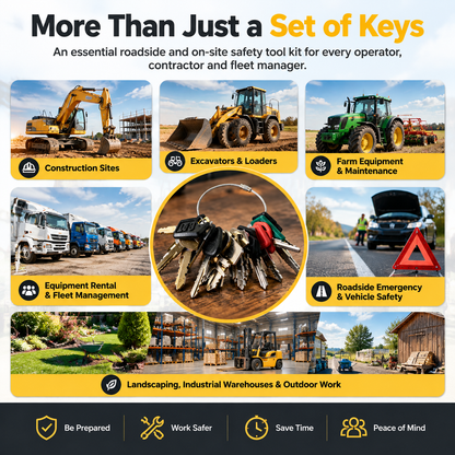 21-Piece Solid Carbon Steel & Brass Heavy Equipment Key Set