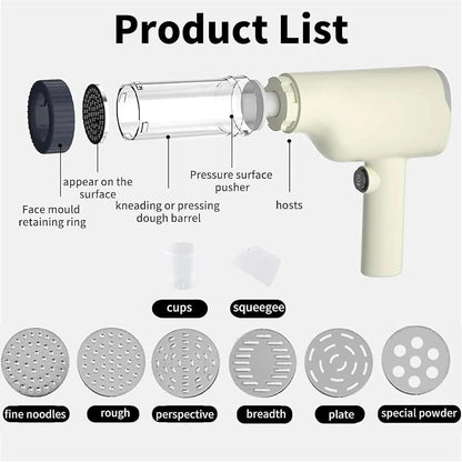 Cordless Automatic Pasta Machine with 6 Interchangeable Discs