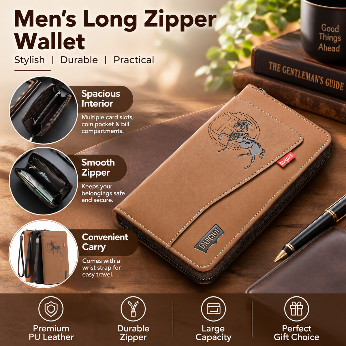 Men's Long PU Business Wallet