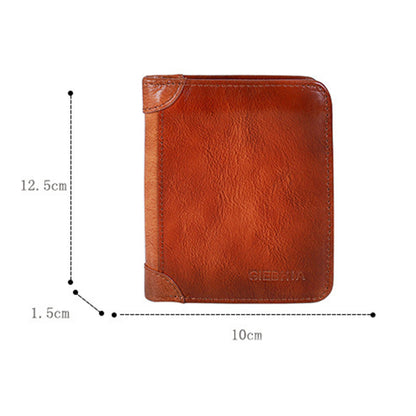 Men's Vintage Genuine Leather Bi-Fold Wallet with RFID Blocking