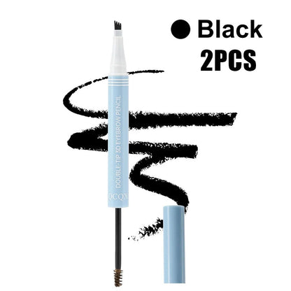 2PCS Dual-Ended 4-Tip Precision Eyebrow Pencil with Spoolie Brush