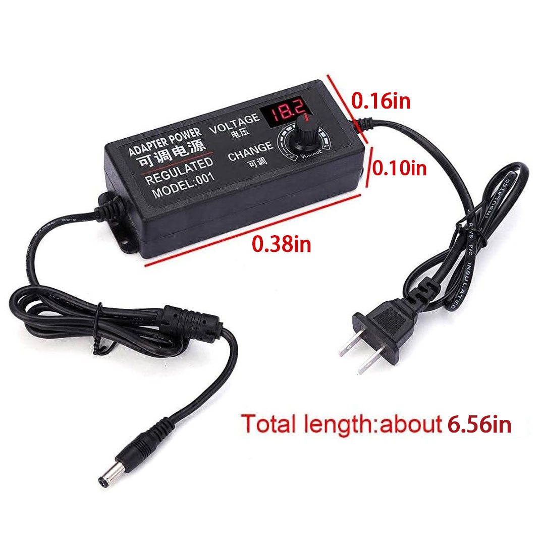 3-24V 3A Adjustable AC/DC Power Adapter for Household Electronics and LED Strip, 5.5 x 2.5mm US Plug