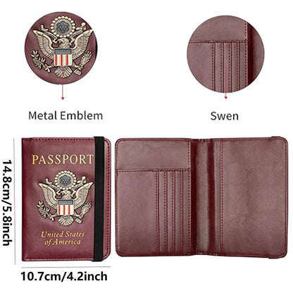 RFID Blocking Passport Holder with US Metal Badge