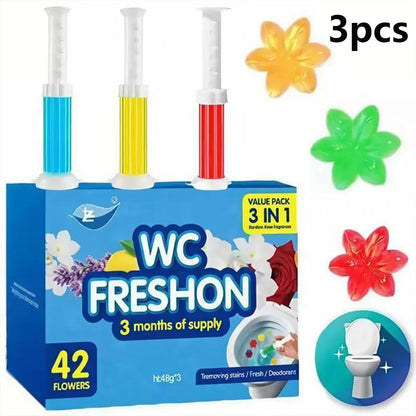 3 Pcs Toilet Gel Stamp | Long-Lasting Toilet Bowl Cleaner & Scent Freshener
