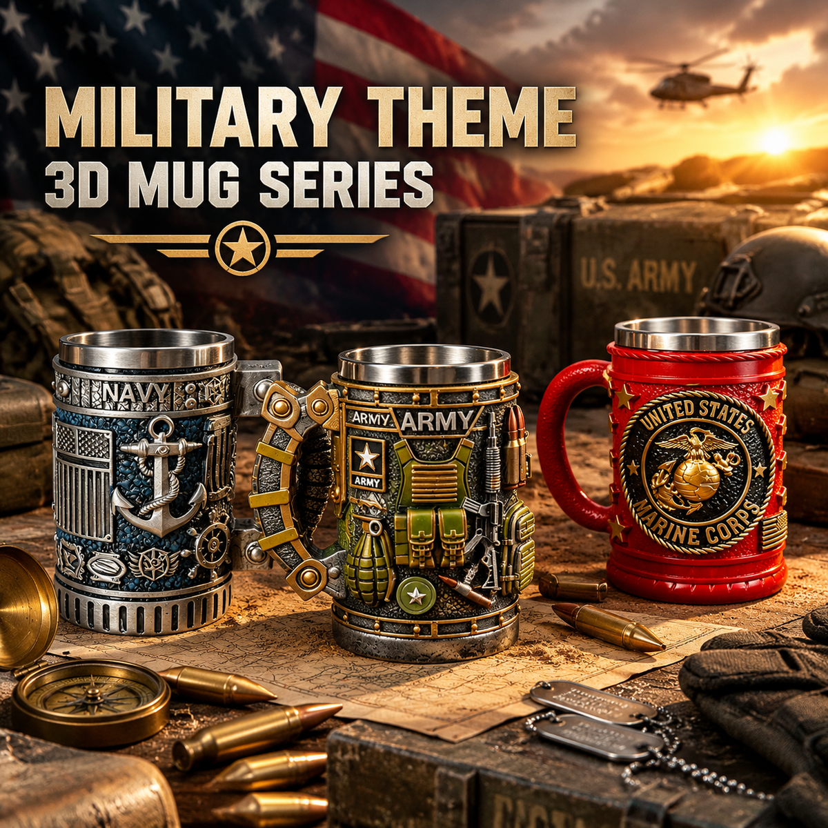 Military-Themed 3D Mug Collection