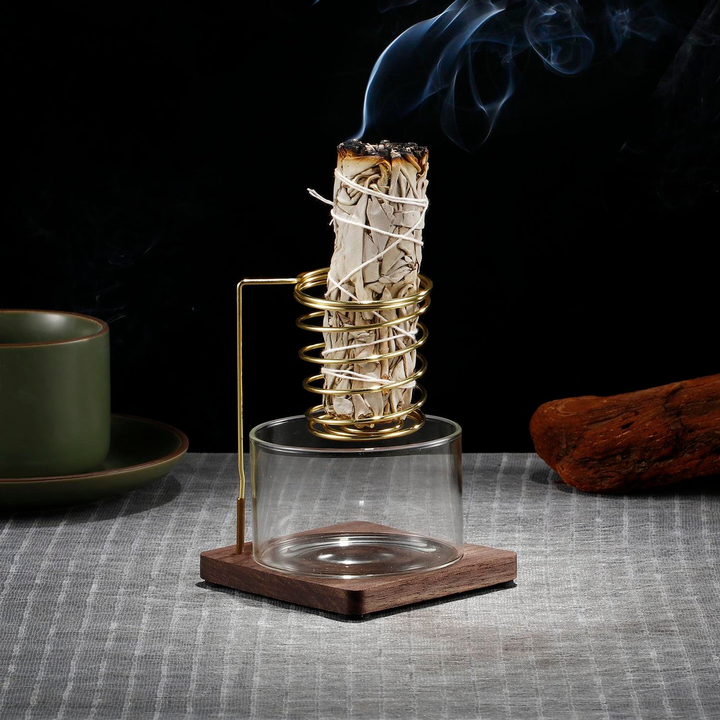 Metal Palo Santo Burner Stand with Glass Ash Tray
