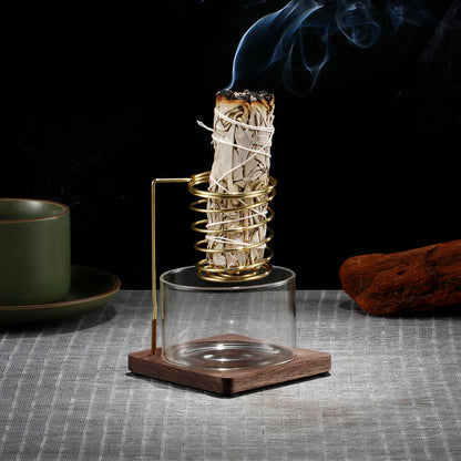 Metal Palo Santo Burner Stand with Glass Ash Tray