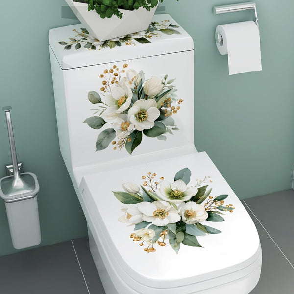 3-Piece Bathroom Toilet Sticker Set, PVC Self-Adhesive Decorative Decals