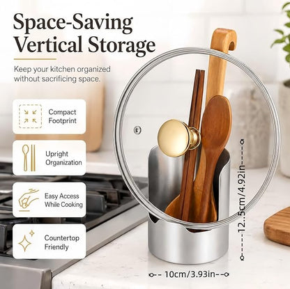 Spoon and Lid Rest for Stove Top - Stainless Steel Organizer