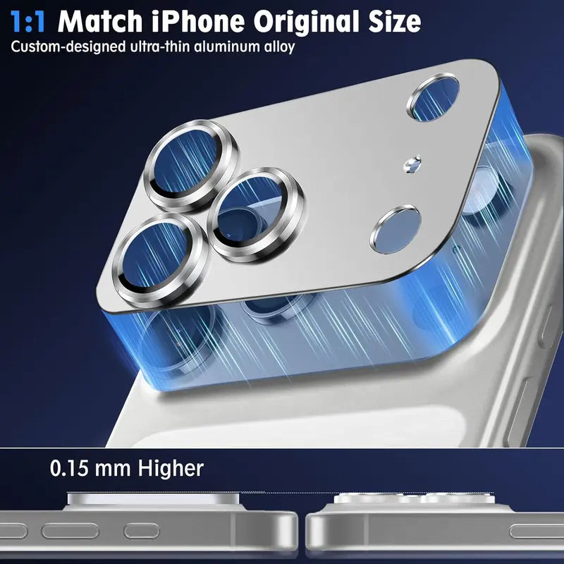 2 Pack Camera Lens Protector for iPhone 17 Pro Max – Metal Aluminum Alloy & Tempered Glass