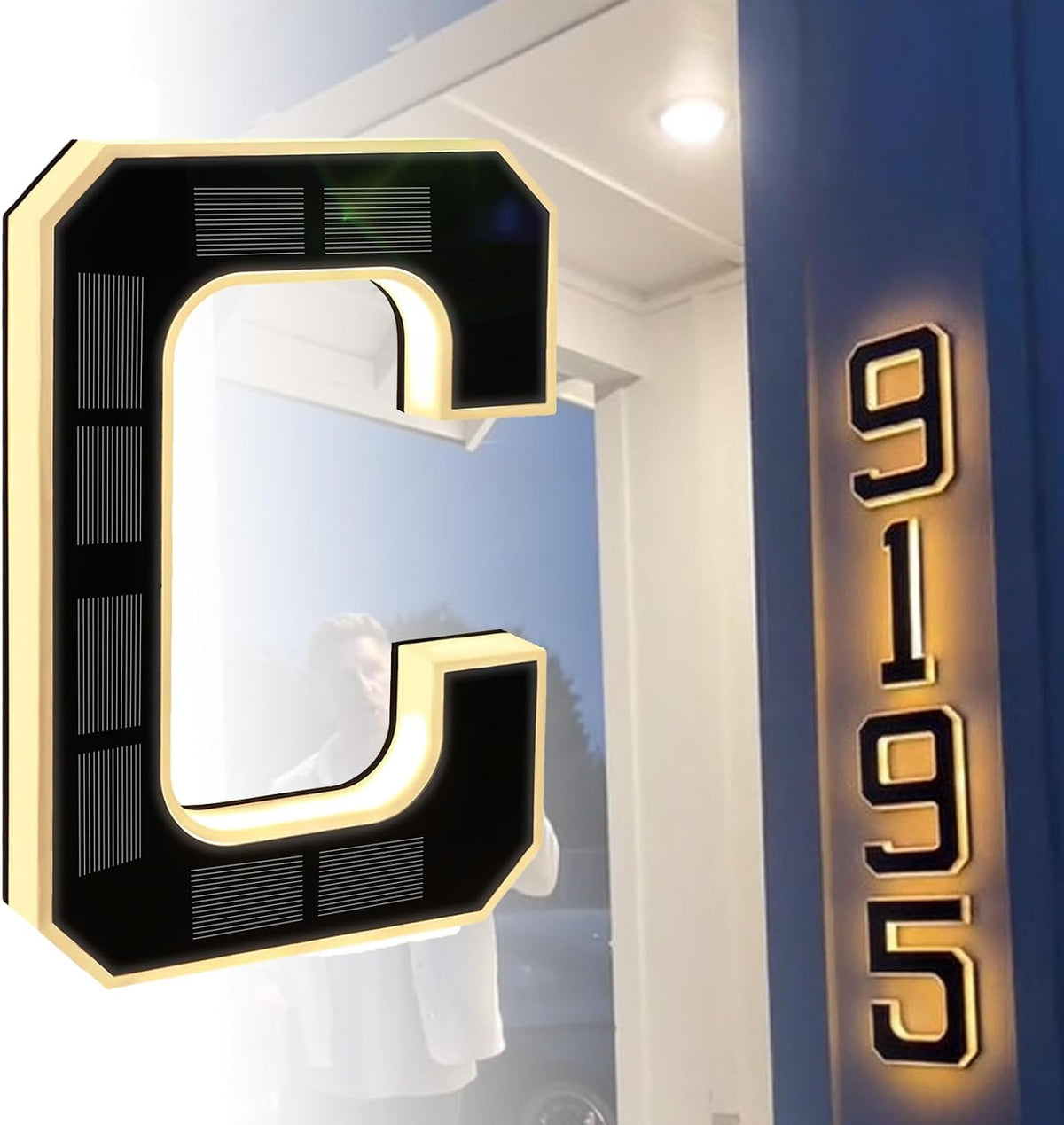 Solar Lighted House Numbers for Outside Waterproof LED Address Signs for Houses