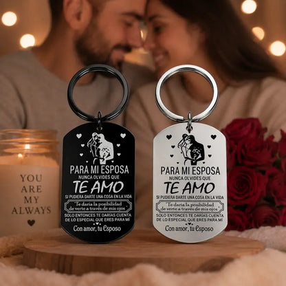 To My Wife Forever Love Keychain, Stainless Steel Keyring