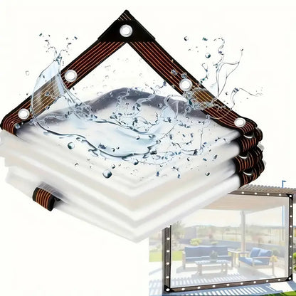8*10FT PE Heavy-Duty Waterproof Clear Tarps with Grommets