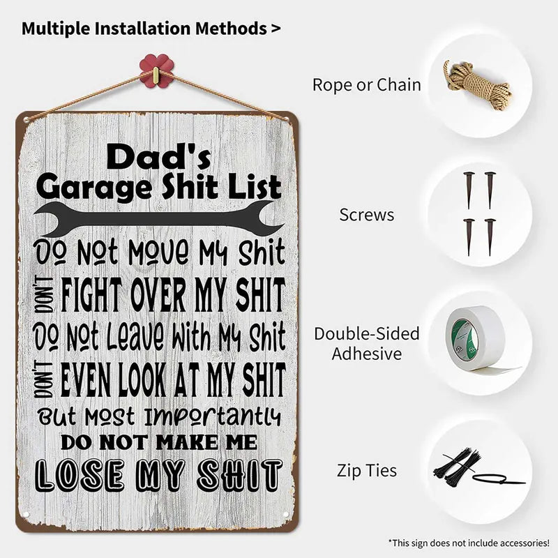 Vintage Metal Dad's List Home Signboard