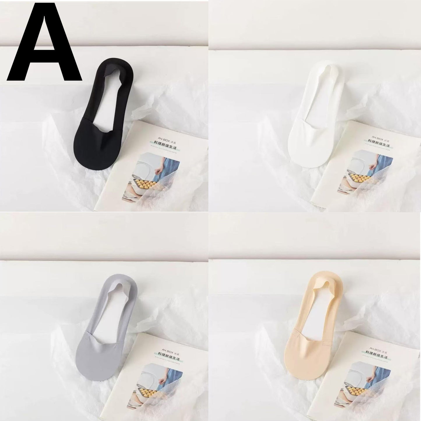 4 Pairs No Show Socks for Women Non-slip Low Cut Liner Socks Invisible Ice Silk Socks