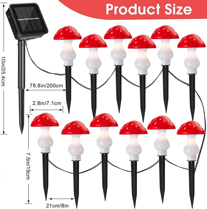 Outdoor Lamp Solar Mushroom Light up Garden Mushroom Lights