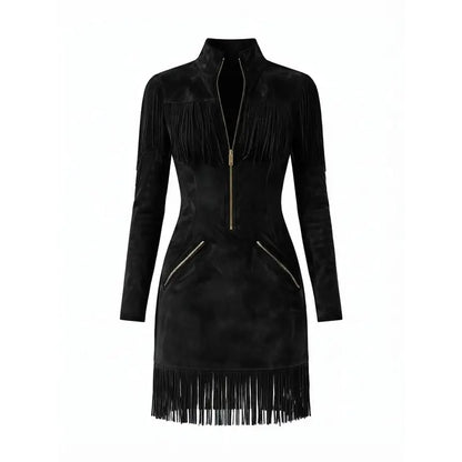 Women's Faux Suede Fringe Mini Dress