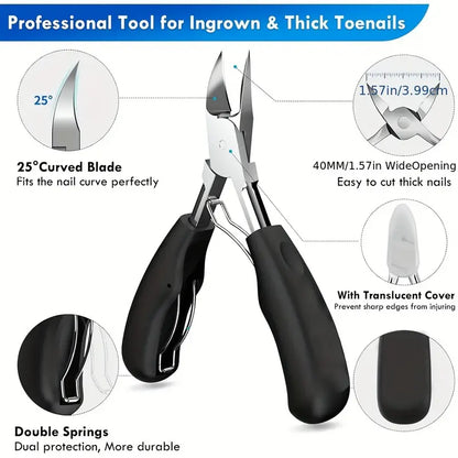 6-Piece Wide-Jaw Toenail Trimmers for Thick and Ingrown Nails