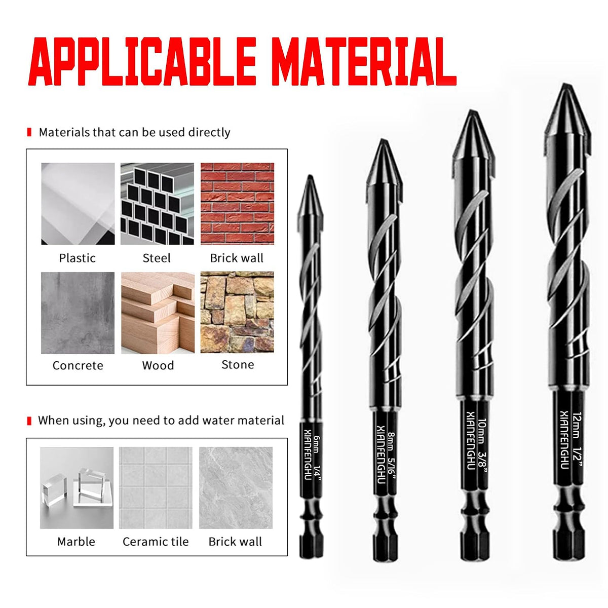 5-PCS 4-Cutter Cross-Head Drill Bit Set