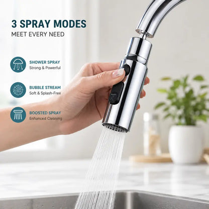 Silver 360° Rotating Kitchen Faucet Sprayer Head