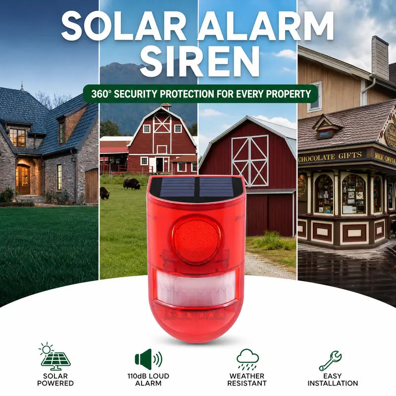 129dB Solar Powered Siren Alarm with Motion Sensor