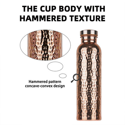 Hammered Copper Water Bottle, 800ml Water Vessel,