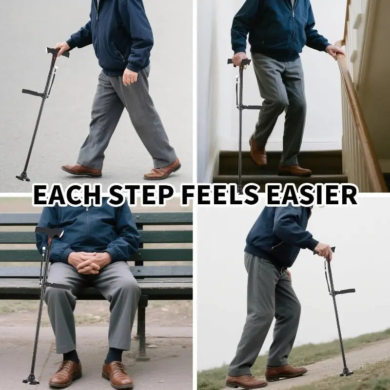 Foldable Smart Cane for Seniors, Adjustable Walking Stick with LED Light