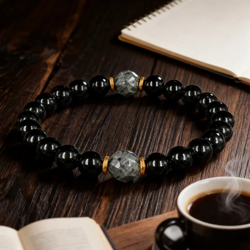 Obsidian & Black Tourmaline Bracelet - Manifestation & Protection Prosperity Crystal Beads Jewelry