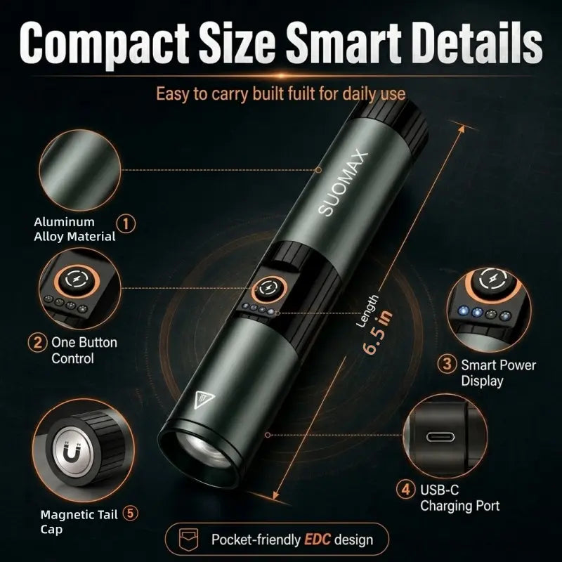 5-in-1 Compact Alloy Body Multicolored Flashlight