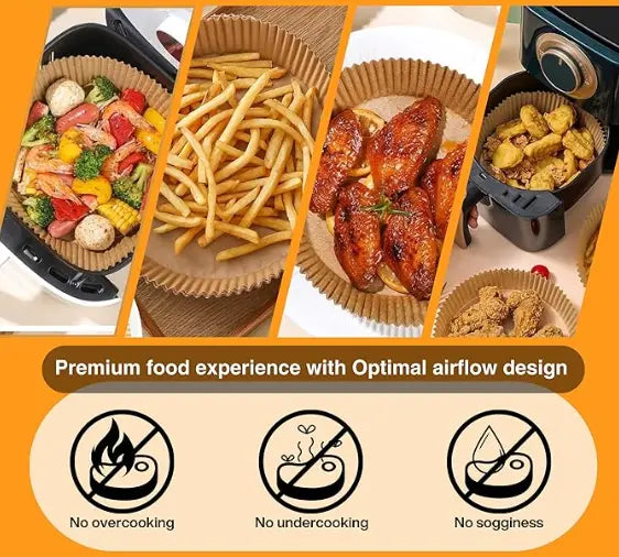 50-PCS Air Fryer Liners – Thickened, Non-Stick, and Oil-Proof